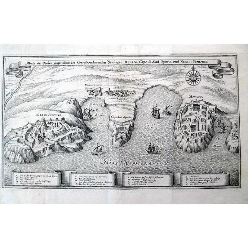 Abriß der Dreyen, gegeneinander Correspondierenden Vestungen Monaco, Capo di Sant Spirito, und Niza die Provenza.