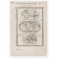 Carte du Monde de Marc Paul. - Carte du Monde de lacques Castaldo. - Carte du de Migued - Monde Lopez....Du Globe Terrestre Allain Manneson Mallet 