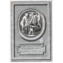 AMOR . LEONEM . DOMANS . ALEXANDRI . OPUS . ex Sarden Anagt Excisum ex Dactyiotheca Viccomit de Morpeth Londini