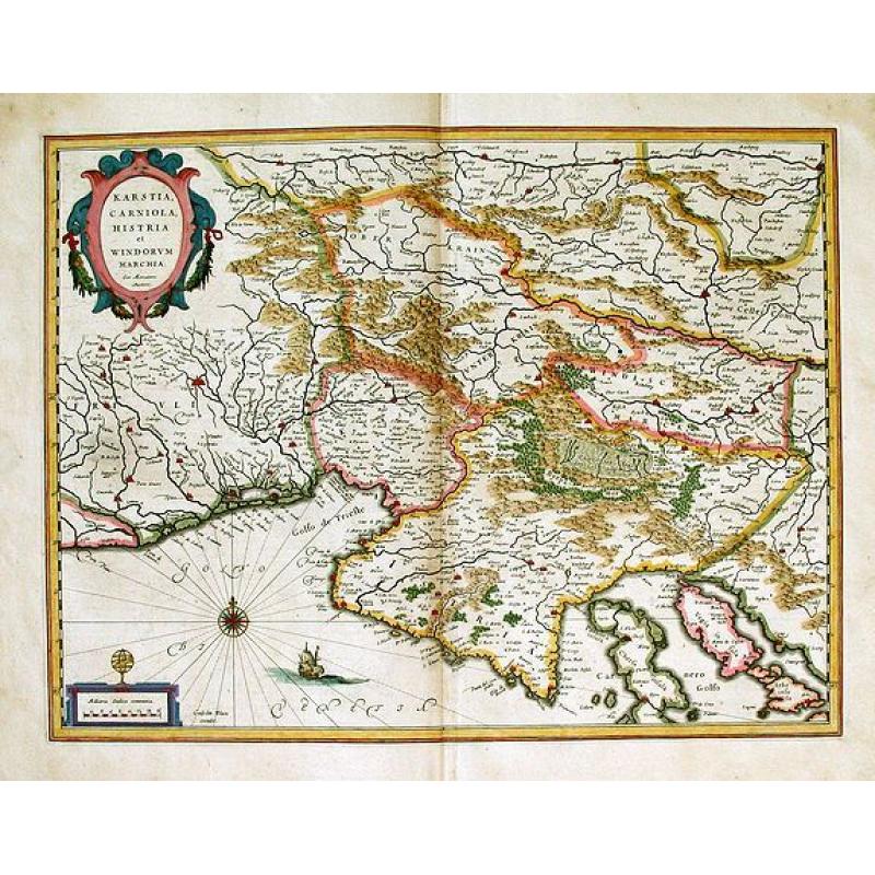 KARSTIA CARNIOLA HISTRIA et WINDORVM MARCHIA Ger. Mercatore Auctore. Guiljel Blaeu excudit.