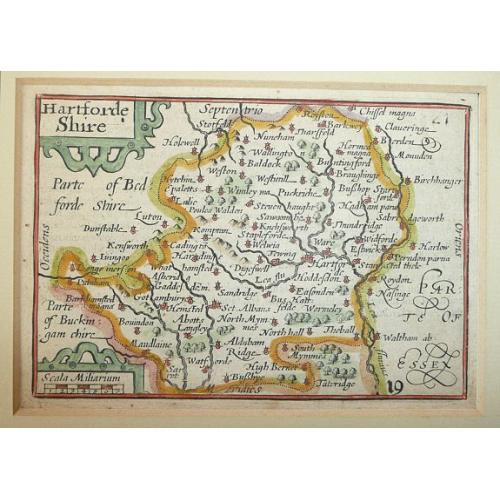 Old map image download for Hartforde Shire (Hertfordshire).