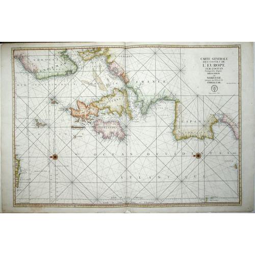 Old map image download for Carte generale des costes de l\'Europe sur l\'Ocean comprises depuis Dronthem en Norvege jusques au Destroit de Gibraltar. 