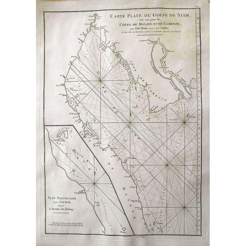 Carte plate du Golfe de Siam, avec une partie des Côtes De Malaye Et De Camboje...