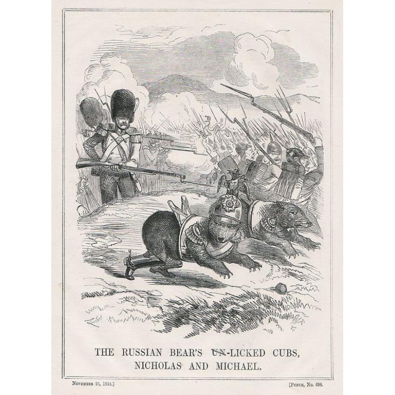 A set of 9 humorous prints from the Russian Empire's war with French and British Empire's.