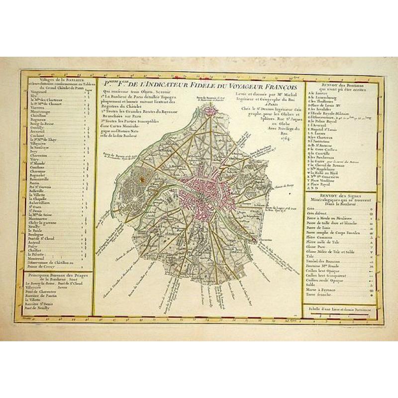 Collection of 9 eighteenth century maps including Paris, plus an attractive dedication page.