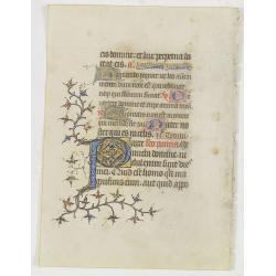 A leaf from an early Parisian book of hours, on vellum.