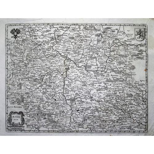 Old map image download for Bohemia (Map showing Rübezahl, Giants + Dragon)