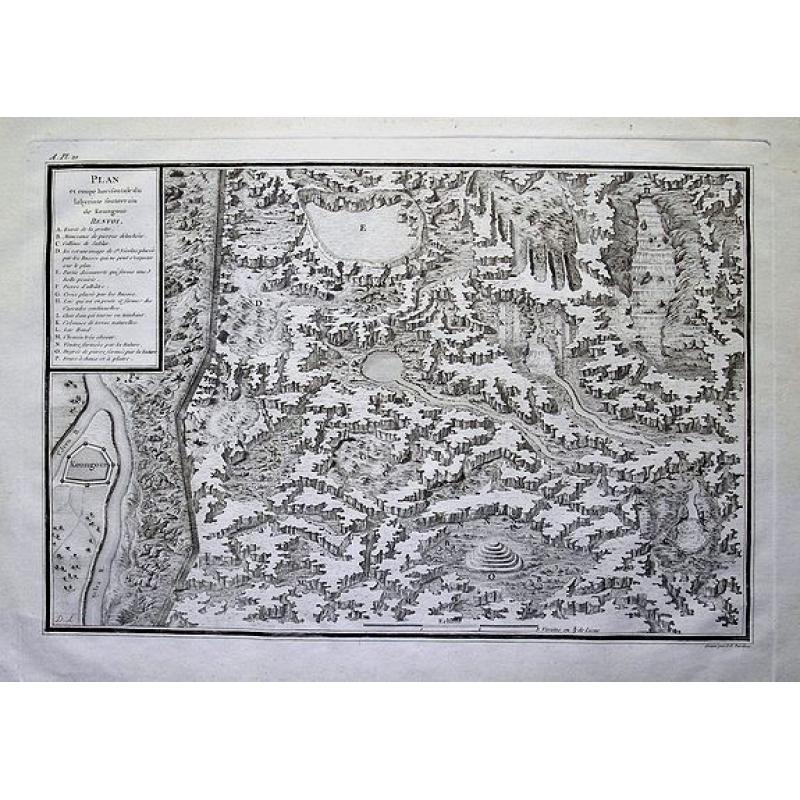 Plan et coupe horisontale du labyrinte souterrain de Koungour Renvoi
