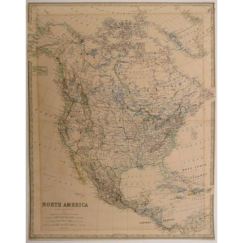 Old map image download for North America by Keith Johnston, F.R.S.E. Engraved & printed by W. & A.K. Johnston