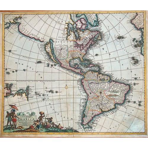 Old map image download for Recentissima Novi Orbis Sive Americae Septentrionalis et Meridionalis Tabula. . .