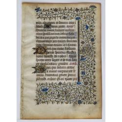 A manuscript leaf from a Book of Hours.