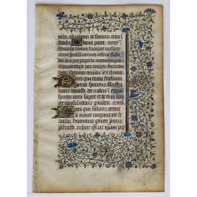 A manuscript leaf from a Book of Hours.
