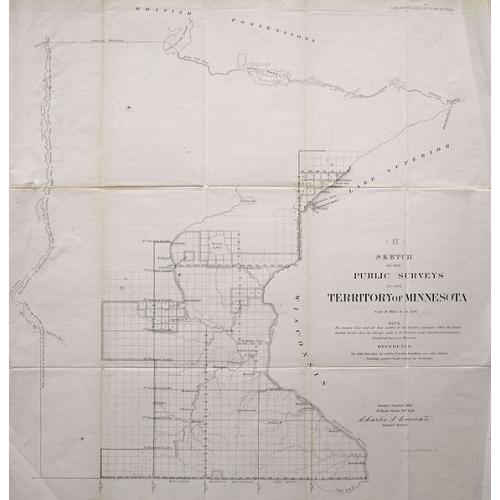 Old map image download for LOT OF 2: SKETCH OF THE PUBLIC SURVEYS IN THE TERRITORY OF MINNESOTA & SKETCH OF THE PUBLIC SURVEYS IN WISCONSIN AND TERRITORY OF MINNESOTA