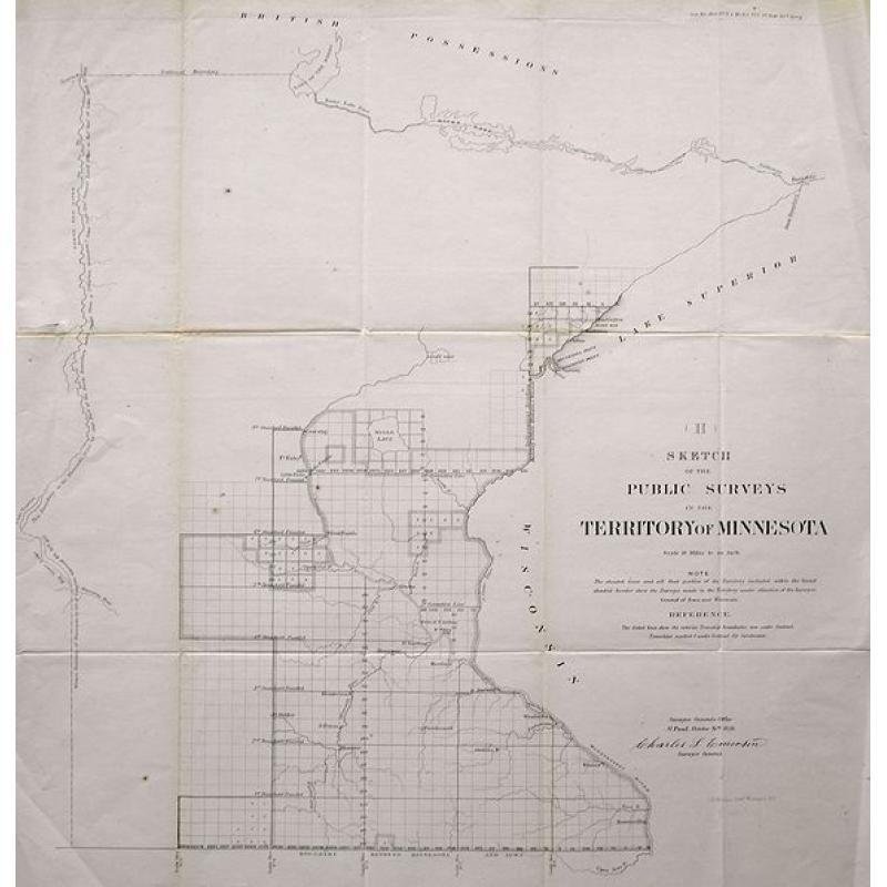 LOT OF 2: SKETCH OF THE PUBLIC SURVEYS IN THE TERRITORY OF MINNESOTA & SKETCH OF THE PUBLIC SURVEYS IN WISCONSIN AND TERRITORY OF MINNESOTA