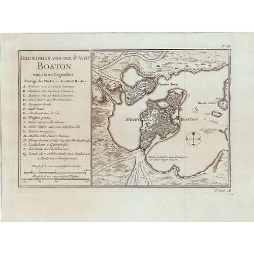 Old map image download for Grundriss von der Stadt Boston und ihren Gegenden.