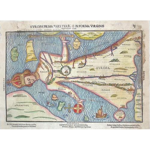 Old map image download for Europa prima pars terrae in forma virginis.