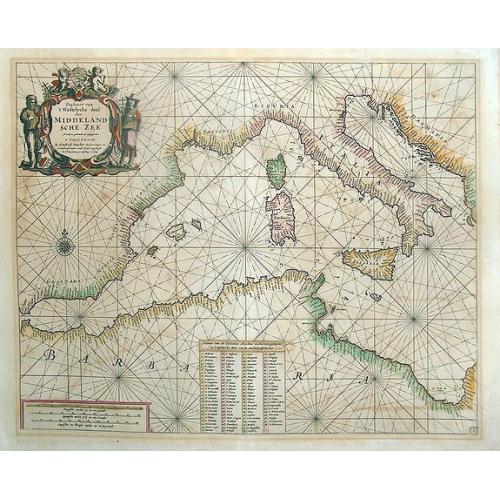 Old map image download for Paskaert van 't Westelycke deel Der Middelandsche Zee . . .