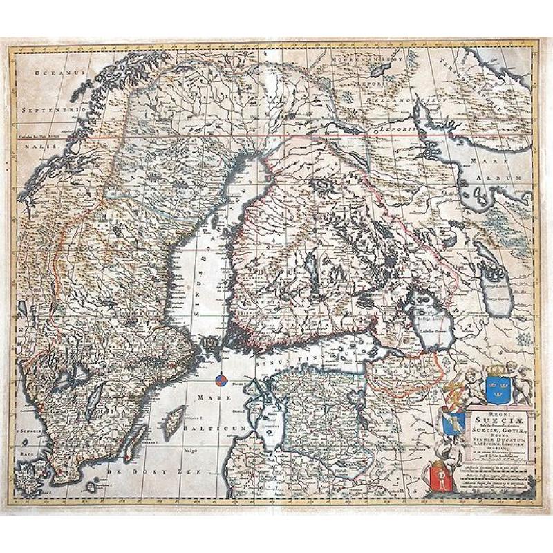 Regni Sueciae Tabula Generalis, divisa in Sueciae, Gotiae, Regna Finlandiae Ducatum Lapponiam...