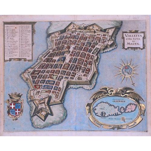 Old map image download for Valletta citta nova di Malta.