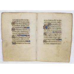 Double-leaf from a small psalter on vellum,