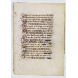 Leaf from a Parisian book of hours, on vellum, 20 lines of text.