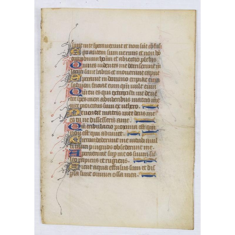 Leaf from a Parisian book of hours, on vellum, 20 lines of text.