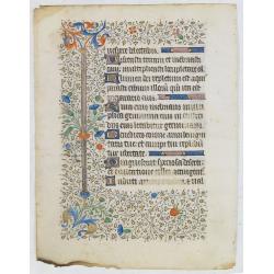 Extremely large leaf from a book of hours on vellum.