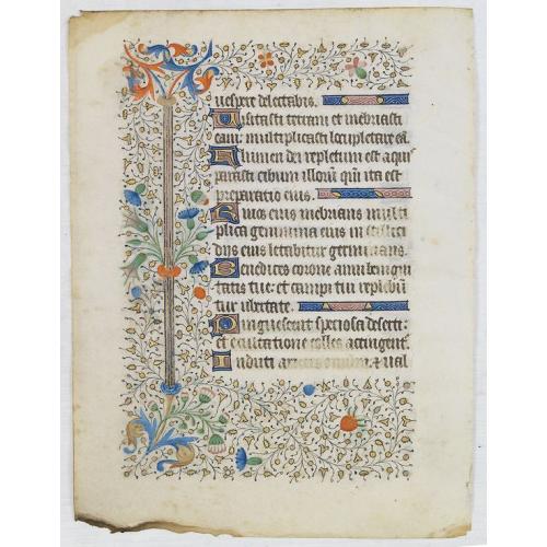 Extremely large leaf from a book of hours on vellum.