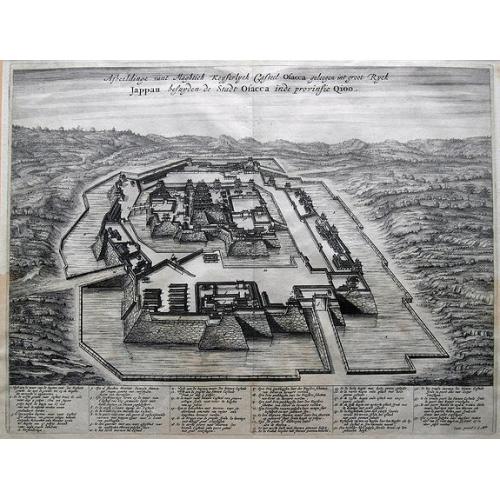 Old map image download for Afbeeldinge vant Maghtich Keyserlyck Casteel Osacca geleegen int groot Ryck Jappan besuyden de Stadt Osacca inde provinsie Qioo