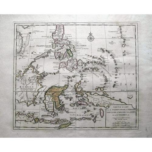 Nieuwe Kaart van de Filippynsche, Ladrones, Moluccos of Specery Filanden, als Mede Celebes etc.