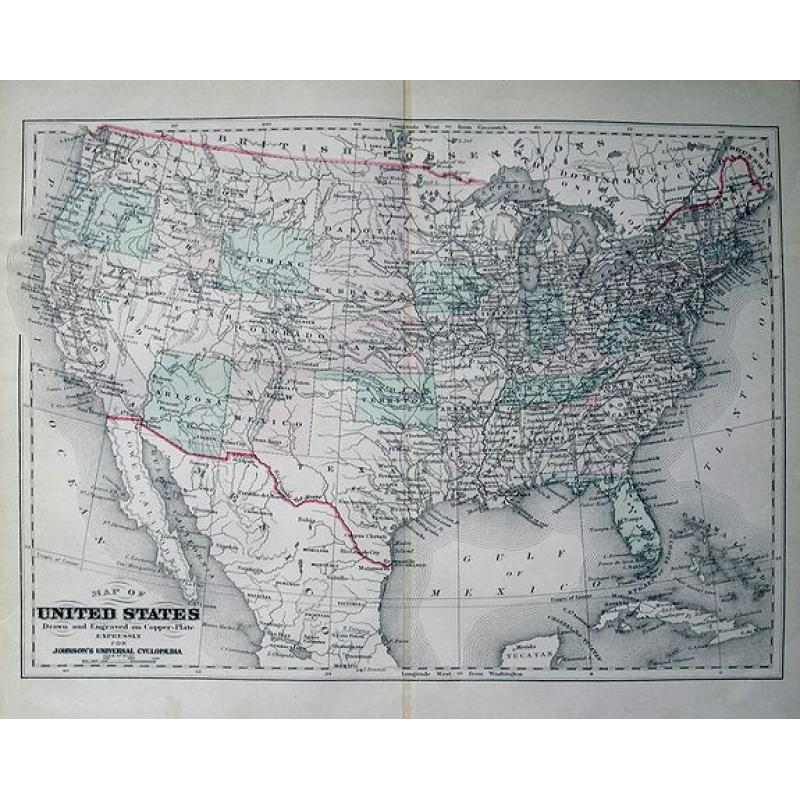 Map of the United States Drawn and Engraved on Copper-Plate Expressly for Johnson's Universal Cyclopaedia.