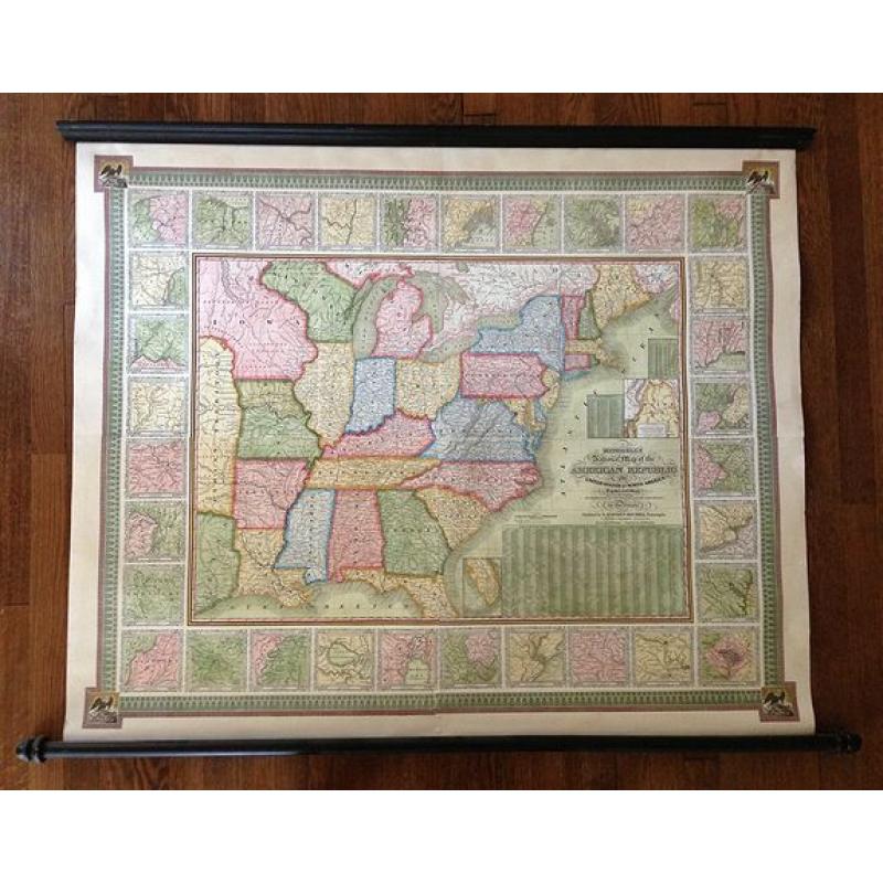 Mitchell's National Map of the American Republic or United States of North America Together with Maps of the Vicinities of Thirty -Two of the Principal Cities and Towns in the Union
