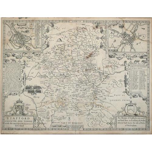 Old map image download for Stafford Countie And Towne With The Ancient Citie Lichfield.