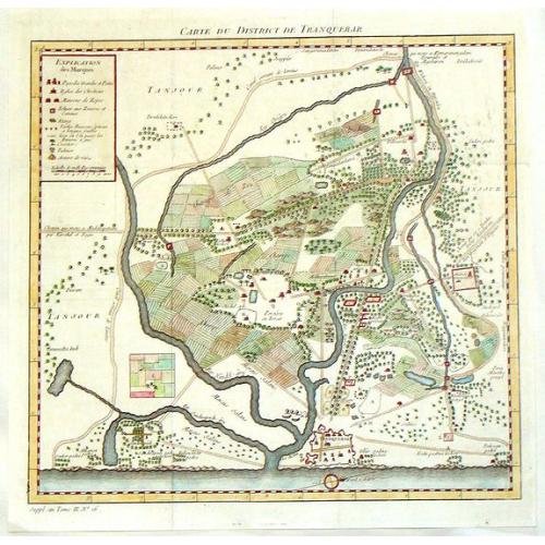 Old map image download for Carte du District de Tranquebar.