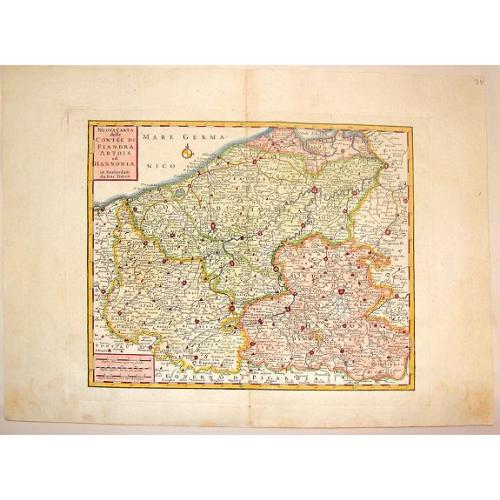 Old map image download for Nuova Carta delle Contee di Fiandra, Artois ed Hannonia.