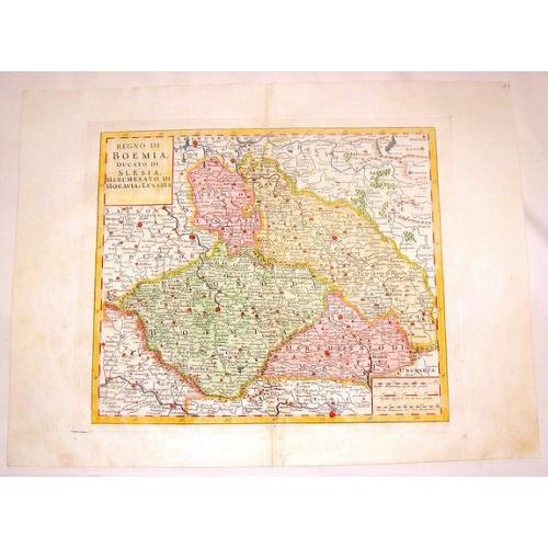 Old map image download for Regno di Boemia Ducato di Slesia, Marchesato de moravia, c Lusazia.