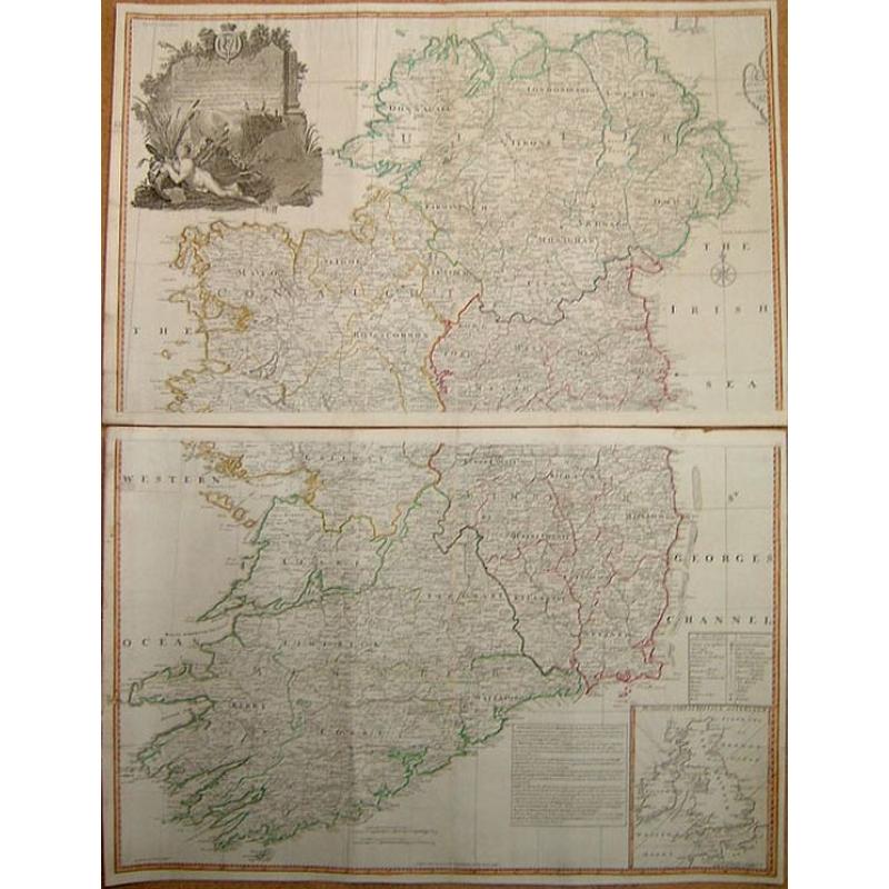 A map of the Kingdom of Ireland showing the archbishopricks, bishopricks, cities, boroughs, market towns, villages, barracks, mountains [. . .] by J. Rocque, chorographer to His Majesty.