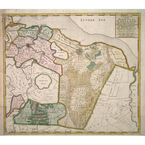 Rare, antique map of Nieuwe Kaart van het Baljuwschap van Gooyland.