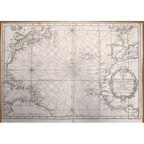 Old map image download for Carte de l'Ocean Occidental Dressee pour Servir a l'Histoire Generale des Voyages.