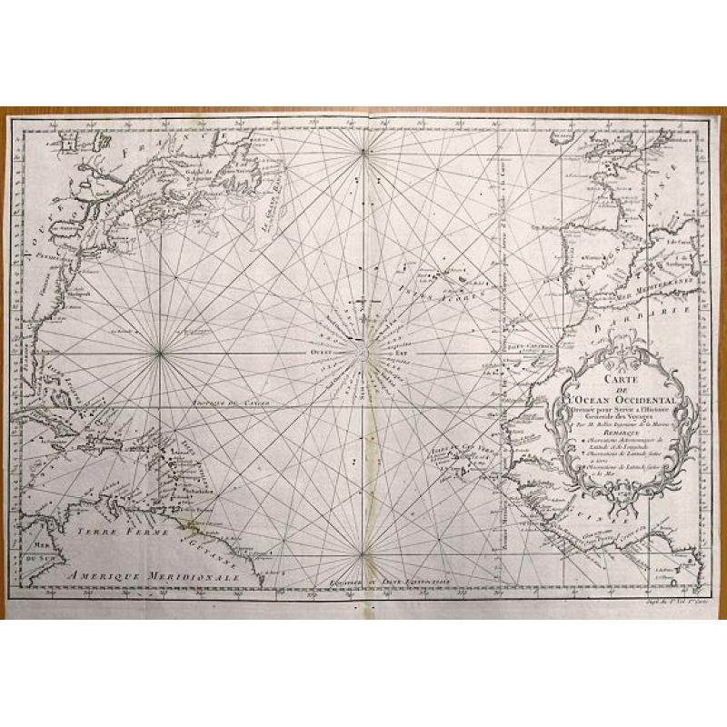 Carte de l'Ocean Occidental Dressee pour Servir a l'Histoire Generale des Voyages.