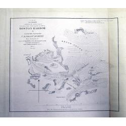 A chart exhibiting the normal course & velocity of the tidal current at ebb in Boston Harbor.