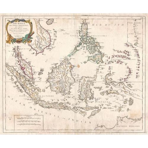 Old map image download for Archipel des Indes Orientales, qui comprend les Isles de la Sonde, Moluques et Philippines, tirées des cartes du Neptune Oriental ...