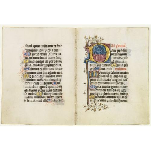 Double-leaf from a French book of hours, on vellum.