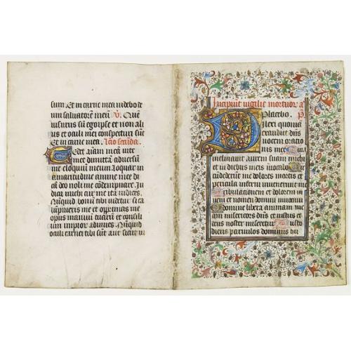 A large double-leaf from a French book of hours, on vellum.