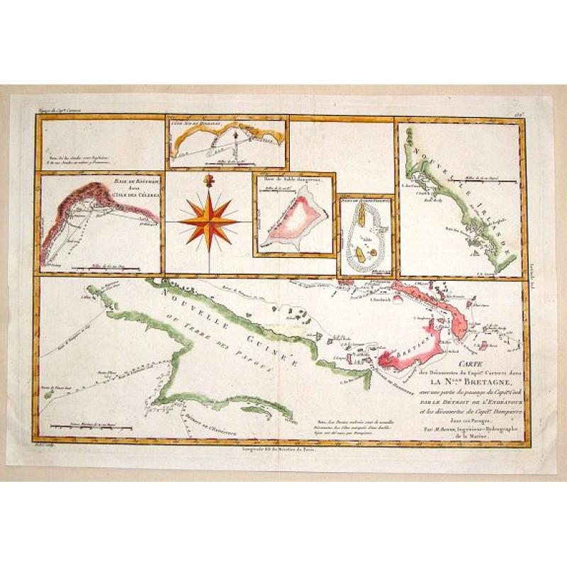Carte des Decouvertes du Capitane Carteret dans Nouvelle Bretagne.