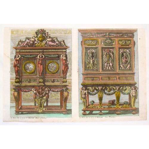 Old map image download for Hand colored Copper Engraving of Two Fancy Sideboards (Untitled).