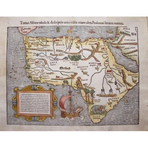 Old map image download for Totius Africae tabula & descriptio universalis etiam ultra Ptolemaei extensa.