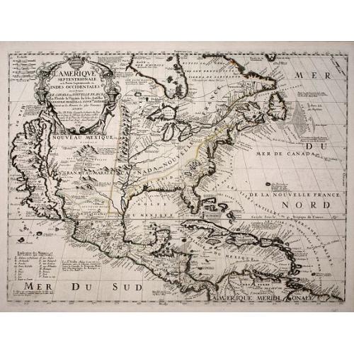 Old map image download for L'Amerique Septentrionale, ou la Partie Septentrionale des Indes Occidentales ou se Trouve le Canada ou Nouvelle France la Floride la Virginie les Isles Antilles le Nouveau Mexique et la Nouvele Espagne.