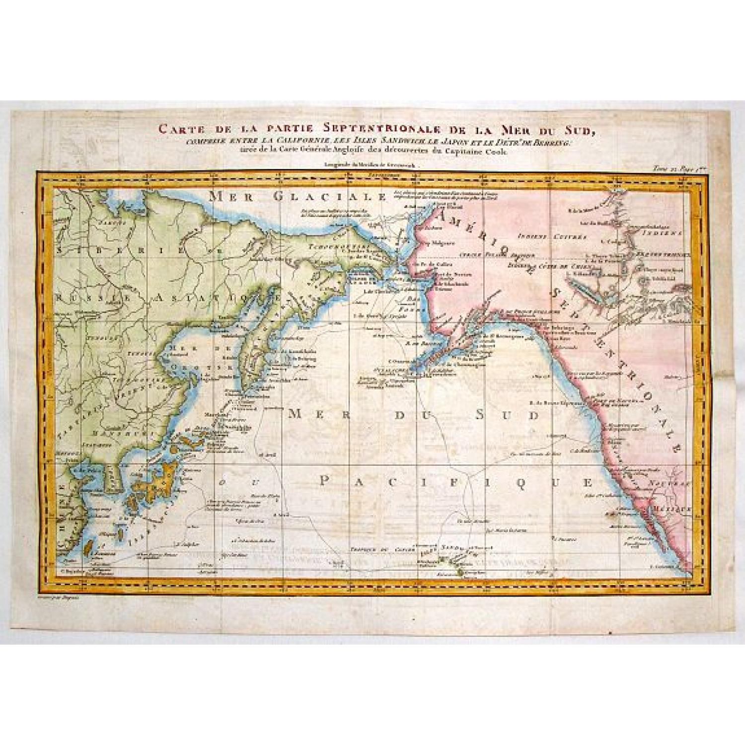 Carte de la Partie Septentrionale de la Mer du Sud, Comprise entre La Californie, Les Isles Sandwich, Le Japon et le Detroit de Behring