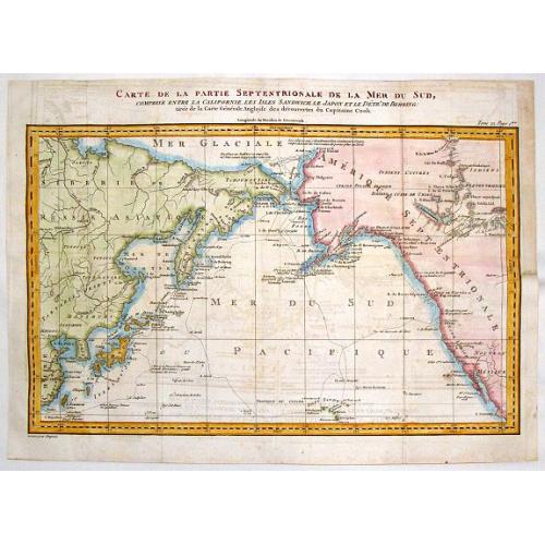 Old map image download for Carte de la Partie Septentrionale de la Mer du Sud, Comprise entre La Californie, Les Isles Sandwich, Le Japon et le Detroit de Behring